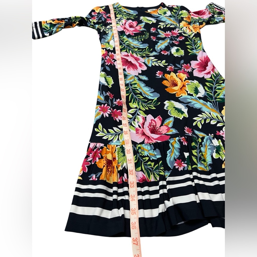 ELIZA J women’s navy blue pink orange yellow back zip ruffle shift dress size 4 - Picture 7 of 7